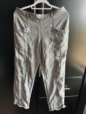 C&C California Gray Linen-Blend Cropped Pants